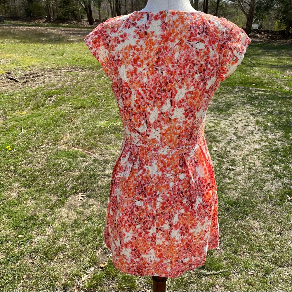 MADEWELL DRESS FIT & FLARE MINI CORAL CREAM LACE CAP SLEEVE Size 2 - Picture 6 of 7